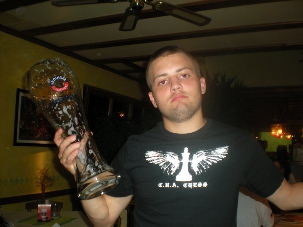 The boys had to drink this four liter "boot"...they did...alllll the way down to the last backwashed drop....