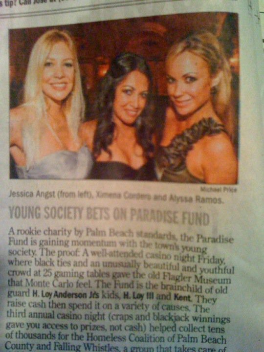 And quit because I wanted to plan charity events, and became one of Palm Beach's youngest philanthropists...