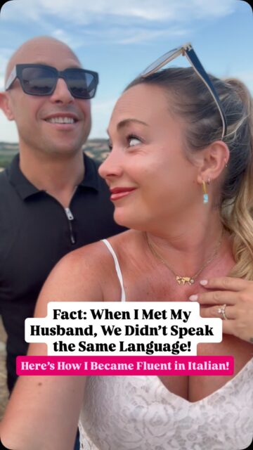 True story: I did not speak any Italian (besides ciao, grazie, and vino) and my husband didn’t speak any English when we first met!!

We used translation apps and some Spanish (he understands because Sardinian sounds similar) but when I first moved here, to a small traditional town where not many people speak English, it was very, very evident that I needed to learn Italian.

Knowing Spanish didn’t help me. The conjugations are completely different and so are most words (dislike when ppl assume I learned bc of that).

And full immersion didn’t force me to learn either, bc my ADHD would just tune out. Apps also easily bored me.

So I looked up online tutors and found Preply, which has thousands of real humans to teach you face to face online, and they can customize your lessons to your learning style and needs.

I’ve been doing Italian lessons twice a week for almost 3 years now, and the online tutors are the main reason why I can speak conversational Italian now!

So if you dream of meeting your partner randomly in another country, or planning to move abroad, and you want to learn the language (or just want to learn one for fun), check out my blog post and please use my link on there for a discount and affil for me! Mylifesamovie.com !

My current tutor Lara is amazing, she does my Italian lessons also in English and Spanish so I don’t forget my native tongue! Also doubles as an unofficial therapist 😂😂

Last, let this bring some hope and inspo to my fellow solo female travelers! If you haven’t found your partner yet, he may be waiting for you in another country!!

If you’d like to see what my life is like, married and living on a vineyard in Sardinia, tap the account at the top that I shared this post with!

———-
This post is about:
Moving to Italy, learning Italian, living in Italy, married in Italy, life in Sardinia