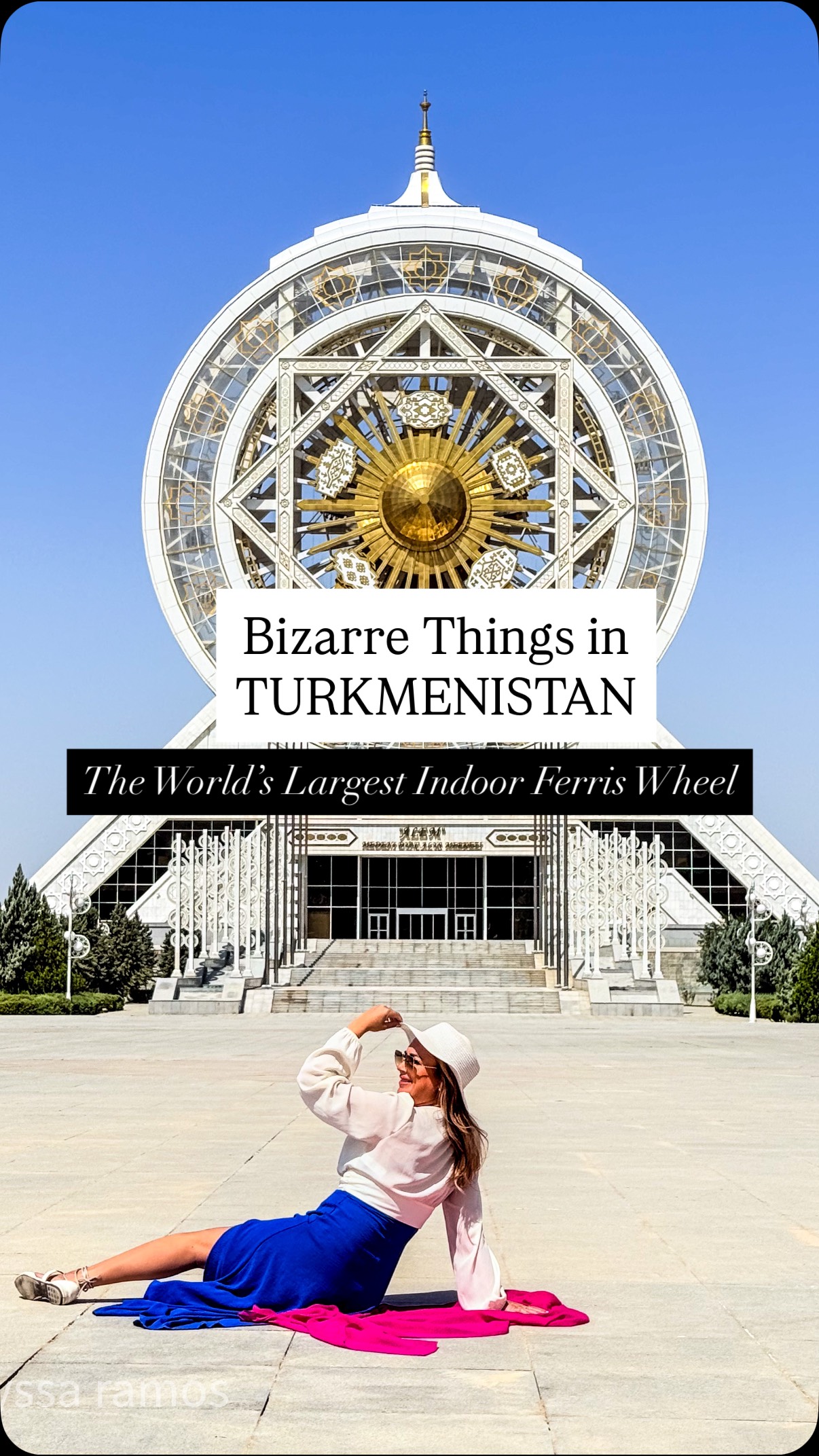 Ohhhh I have sooo much to tell you about Turkmenistan!! So much so that I didn’t even know where to start, and feel I need to finish my written blogs and vlog about it before I go any further than this:

The World’s Largest Indoor Ferris Wheel!

For me though, the facade outside was the true bizarre beauty here. When we pulled up to it on my private tour (with Gen Z tour guide and the company social media squad), I nearly flew out of the car because I was so captivated and eager to take photos! I had no idea we were going inside of it, or that it was a Ferris wheel!

Like most things I visited in Ashgabat, it was all-white (a government requirement) and completely empty. More on both of those topics later…

I’ve traveled to probably over 1000 cities in my life, and I have to say that Ashgabat has nearly left me speechless with its bizarreness and beauty!

Oh and you can only go here with a tour company! I’ll have more on that later, and why I didn’t like being there solo, but for now, I’ll just low key promo that…

I’m hosting an incredible “5 ‘Stans” group adventure next year with 7 spots left available!! And yes, a (safe and seamless) trip to Turkmenistan is definitely on the itinerary! It’s a custom trip that I hand crafted and isn’t available through tour companies since I adjusted it for our typical likings (think flights instead of long drives or overnight trains), and it’s going to be awesome!

You can check it out linked on my bio, it’s somewhat vague to protect our custom trips from getting copied, so just lmk if you have any questions about it!

Have you heard of Turkmenistan? If so, what??

#turkmenistan #türkmenistan #turkmenistan🇹🇲❤️ #ashgabat #ashgabat #mylifesatravelmovie #mylifesatraveltribe