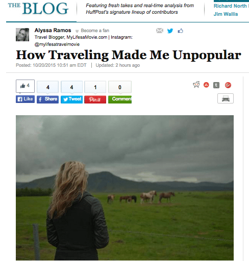 Huffington Post How Traveling Made Me Unpopular - 