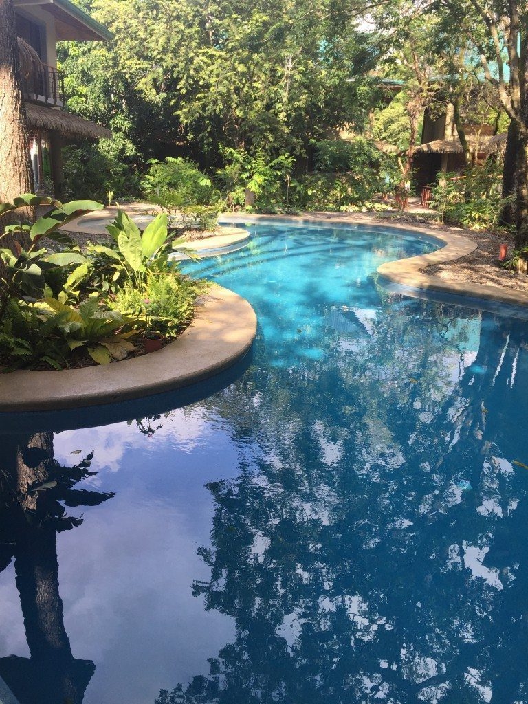 A natural salt water pool swirls around the main area of the hotel