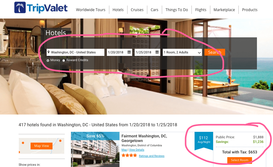 TripValet DC Fairmont comparison