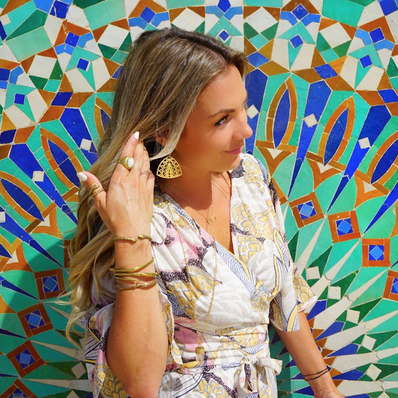 Sustainable, locally made jewellery, worn by female solo traveler