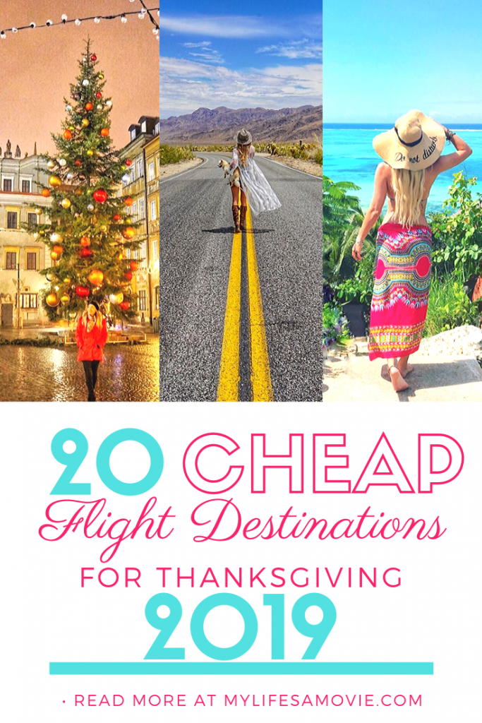 Looking to take advantage of the long Thanksgiving weekend? Check out the 20 cheapest flight destinations for Thanksgiving weekend in 2019! Includes both domestic and international locations!       #thanksgiving #falltravel #traveltips #cheapflights