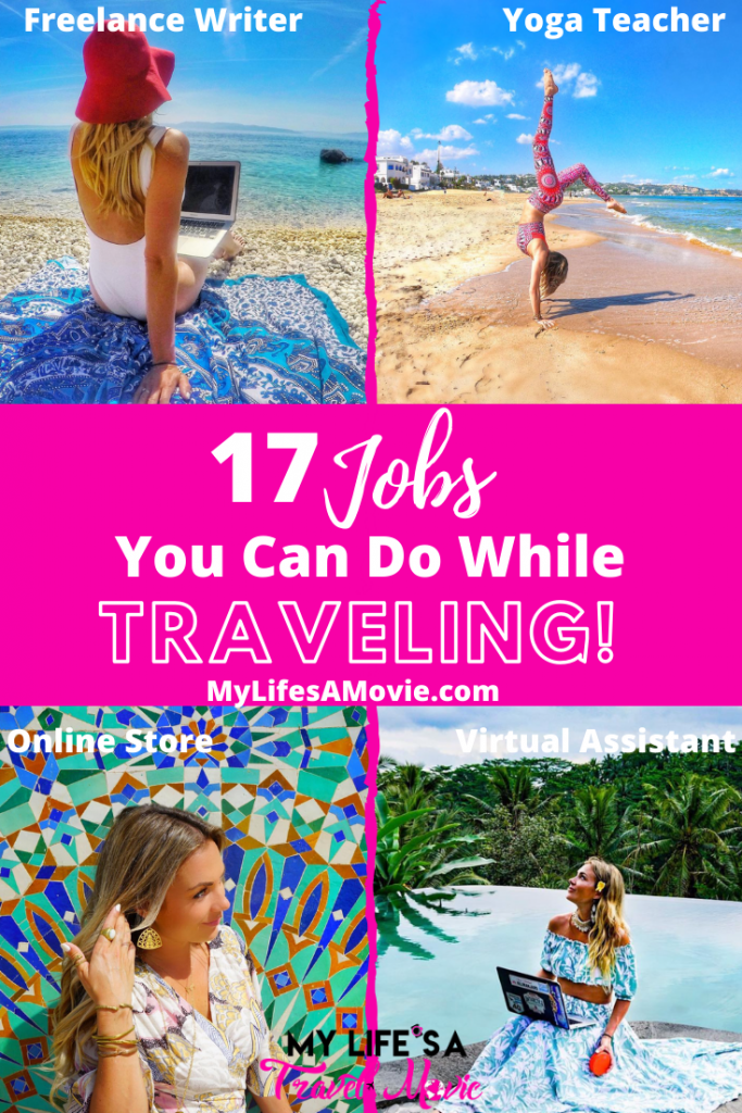 Wondering what jobs you can do while traveling so you can travel more? Here's 17 jobs you can do while traveling and you don't need to be a blogger or influencer (but of course that's on the list!). Take it from me -- someone who has been doing remote work for 8 years! I started as a virtual assistant and turned into a blogger, but there's so many other travel jobs as well! Like English teacher, au pair, even pet sitter! Check it out!