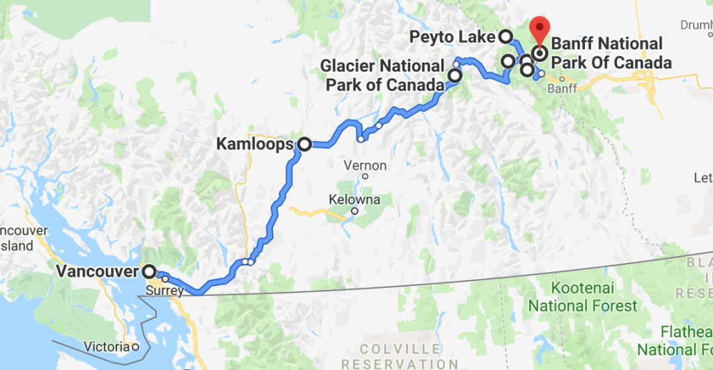 road trip vancouver bc to banff