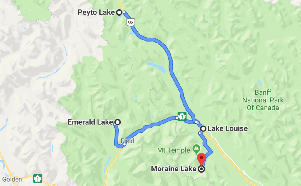 vancouver to banff road trip map