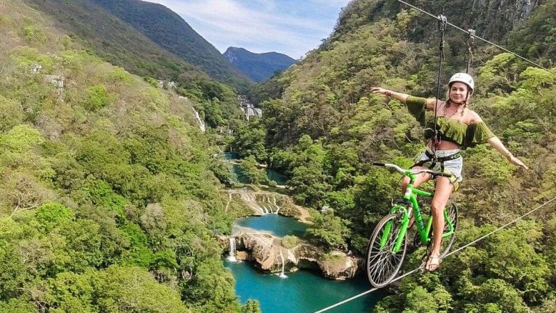 skybike over micos waterfalls in huasteca