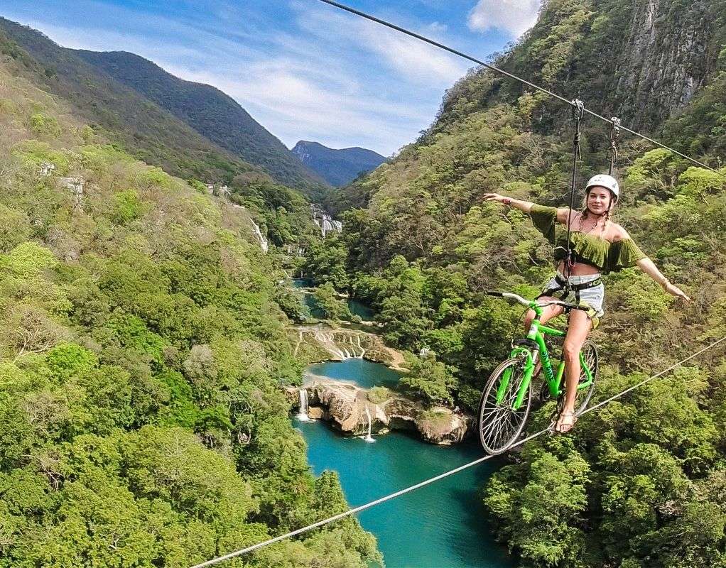 skybike over micos waterfalls in huasteca