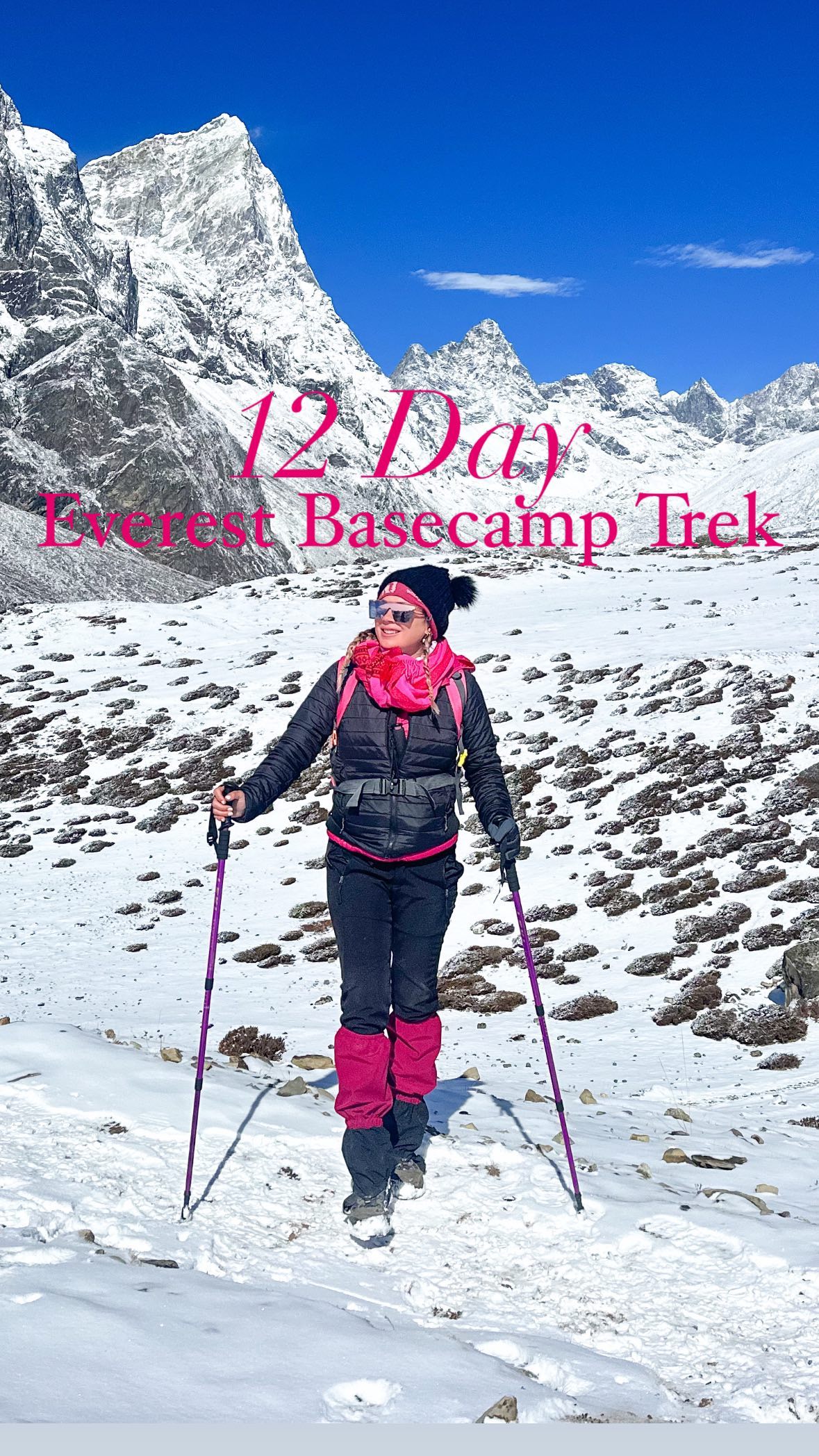Please guess which day was my LEAST favorite of the 12 day Everest Basecamp Trek 😬 

Was it the day we hiked 7 hours in a snow storm? Or the 12 hour Basecamp day at 17k ft? Or perhaps that lovely never ending 19km final day to the starting point? The head drop of defeat is a hint.

On the bright side, I really only detested one of the 12 days…can’t say the same for the nights, most of the nights were bad due to freezing temps, but I enjoyed most of the day treks. Visually speaking…not physically… 😂 And I am so incredibly proud of myself and my fellow trekkers for all accomplishing this, it truly was a test of strength in all capacities!

I am almost done writing some blog posts, and I just uploaded a podcast about training and packing for EBC if anyone would like to hear it!

After doing the trek, I’d say yes, you likely need to train, unless you already walk/hike a lot.

Also coming soon is my comparison of the EBC trek VS Kilimanjaro…they’re both hard but for different reasons, and I’m going to have to say EBC wins for the more difficult one, however I had way less soreness and exhaustion after it. But maybe I can’t judge accurately because I literally ran down Kilimanjaro and then had to wait 6 hours for everyone else who walked. That was painful. 

Anyway! If you have any EBC questions let me know so I can add them to my blogs and podcasts!

All of my lovely pink and black trekking gear items will be up on there tomorrow!

#everest #mteverest #everestbasecamp #ebc #ebctrek #mylifesatravelmovie #alyssaramostravels #womenwhohike #womenwhotrek #solofemaletraveler #solofemaletravel