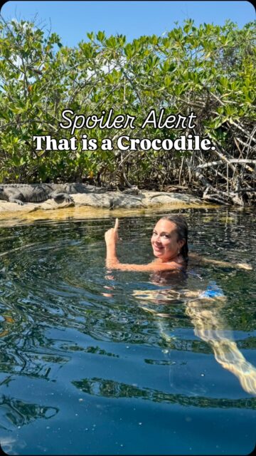 Yes, that is a real, wild Crocodile. Yes, I swam with him (several times) Would you dare?

This is Panchito the Crocodile, he lives alone in Casa Cenote which is close to Tulum. Crocs are not commonly found in cenotes (pronounced “seh-note-ay” and are deep fresh water reserves throughout the Yucatán peninsula ) and no one is really sure how he got there.

Panchito is allegedly “friendly”, but it’s more like “unbothered until provoked”.

Recently for the first time ever Panchito attacked a swimmer because some unintelligent people were throwing rocks at him to try to provoke a reaction for a video 😡

Even this last time when I was there, while I was freediving in the cenote, other tourists were loud and slashing at Panchito, causing him to interrupt his tanning session, jump into the water, and dive under the mangroves until the people were gone (I watched all of it and was honestly a bit scared when he came swimming towards me underwater).

Anyway! If you want a unique wildlife experience, check out Casa Cenote but do not disturb Panchito!!! Or any wildlife! Animal karma is real!

I live in Tulum half-time and have lots of posts and tips about it and also this cenote, all on my website along with tips for over 140 countries - MyLifesAMovie.com

—————————

For anyone new here: Hi! I’m Alyssa Ramos of @mylifesatravelmovie - one of the most traveled and most experienced solo travel women in the world! I’ve been to 146 countries so far over 12 years, and love rare destinations and animals! My goal is to inspire you to travel off the typical path and to shatter negative stereotypes about “dangerous” destinations. Follow me for expert tips and inspiration!