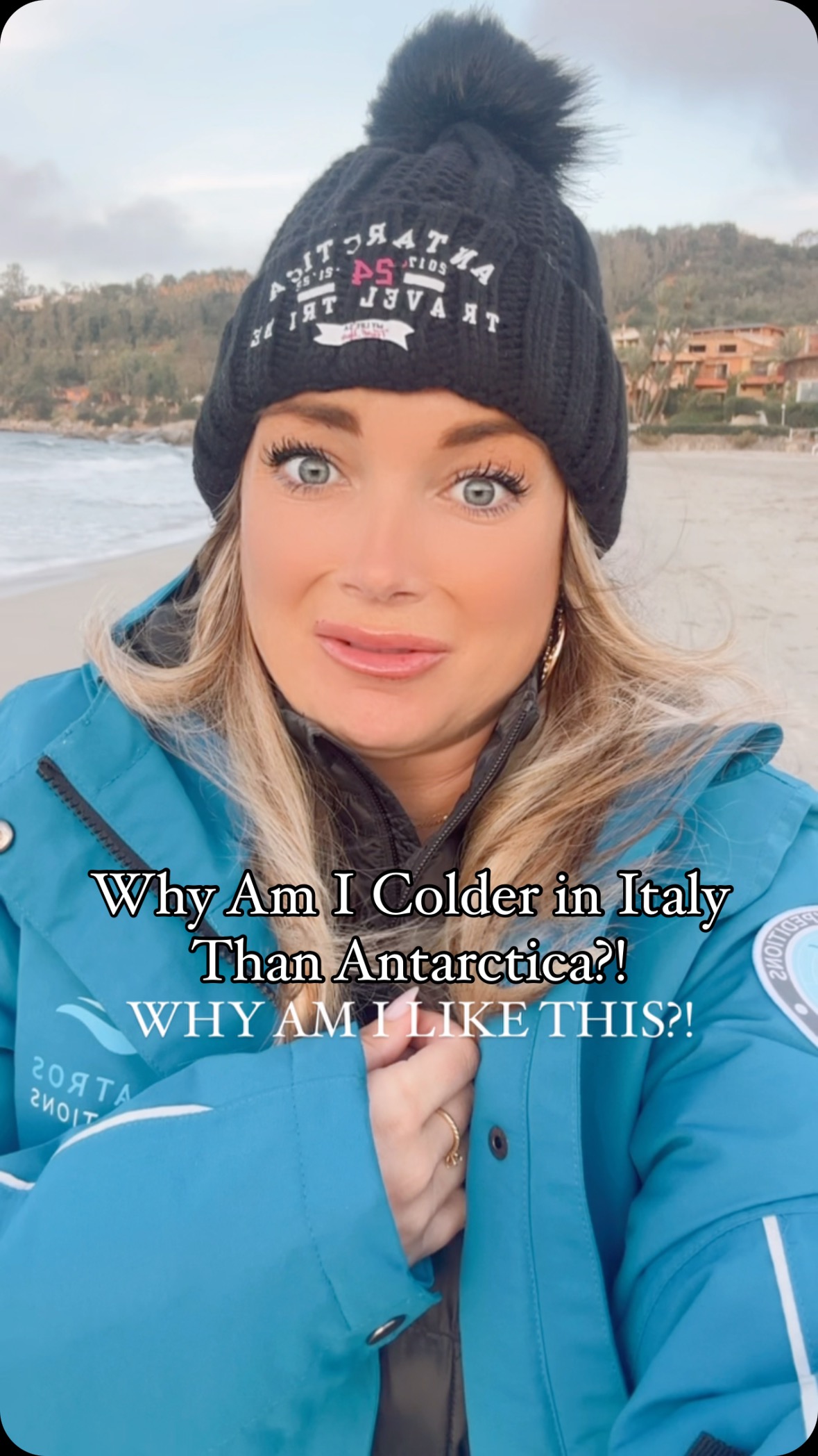 Back in Italy acting like: I was not born to live in cold weather…just to travel in it apparently. 🥶😂

Not once to I recall being as cold in Antarctica last month where it was around 20 degrees, as I do in Italy where it’s 48!! Assuming the adrenaline factor has something to do with it!

I also always excitedly dive into the 0 degree water for the Polar Plunge, but would no way in h go swimming at the beach here right now. 😂

Is anyone else like this?? Am I a wimp, tell me how cold it is where you are??

PS: not once did I wear the jackets that the expedition company gives you on any of my Antarctica trips bc I always opt for my metallic snowsuits…glad to report that they are now finally getting used, and I’m wearing two of them plus my thermals under 🥶😂

#whyamilikethis #coldweather #winter #polarplunge #antarctica #drakepassage #mylifesatravelmovie #funnyvideos #italy #sardinia #sardegna