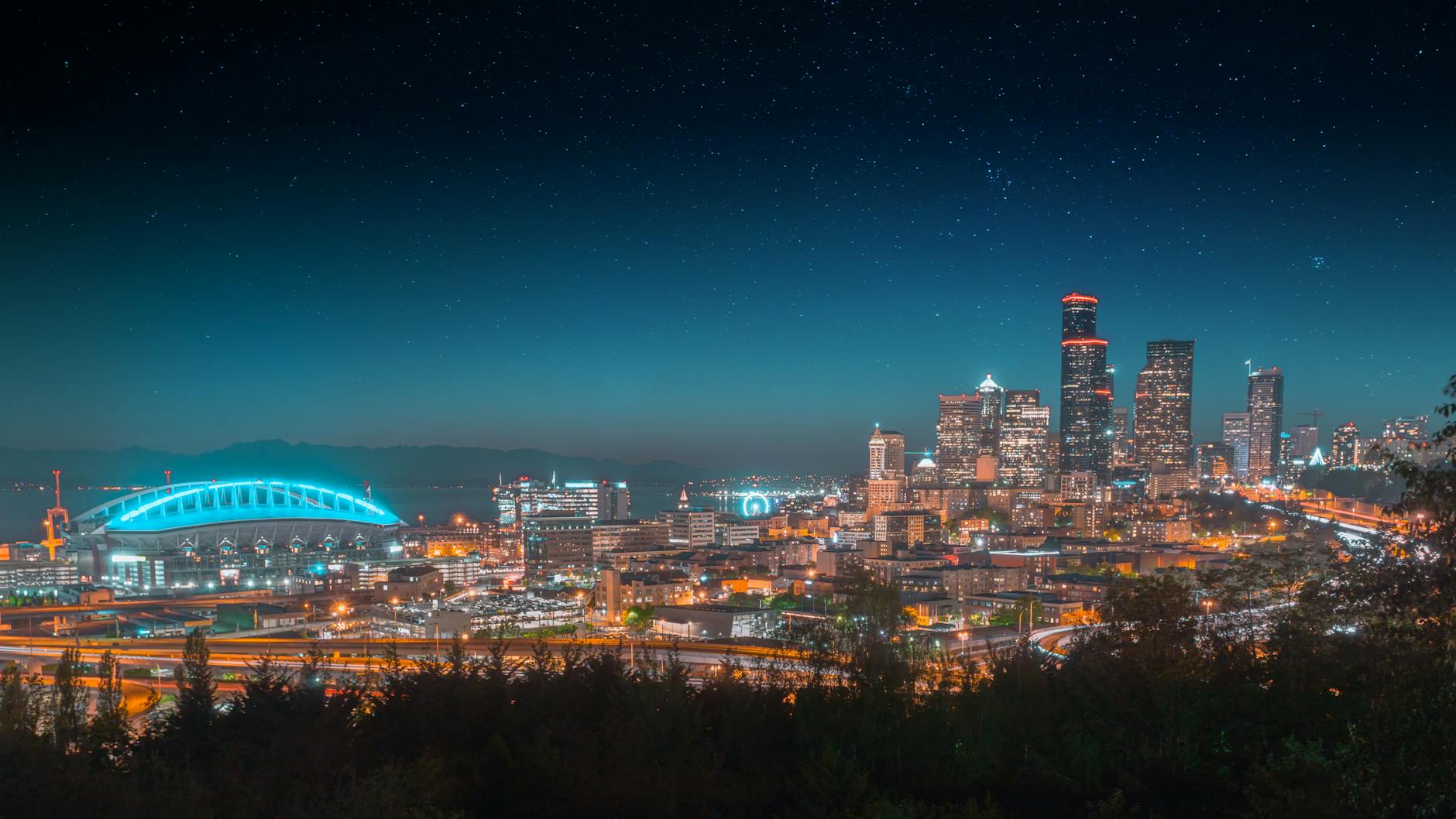 landscape photography of a city in nighttime