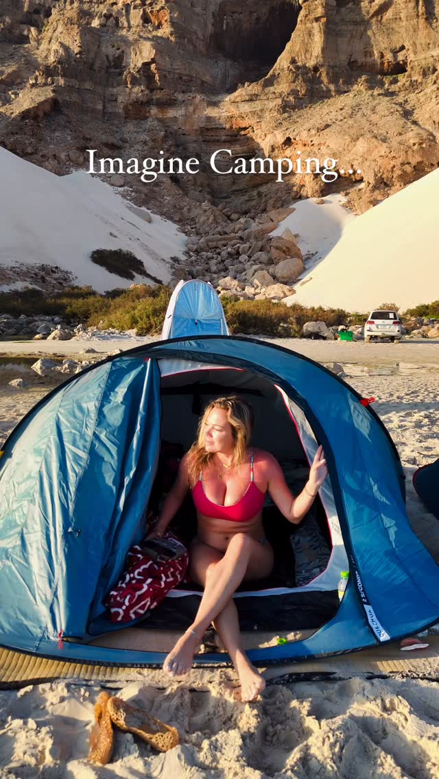 Would you camp here?? My favorite beach camping area on Socotra Island, and maybe the world, is at Arher Beach!

Last year I camped here solo and although I was absolutely terrified, because there was hardly anyone here and no cell service, plus there’s only one flight in and out per week..

THIS year I get to have a fun camping adventure with a bunch of my travel friends, and it’s absolutely epic!!

There’s no toilets or showers, we get fresh fish every meal, we swim or lounge, and it’s absolutely like paradise! 

Oh and there’s also wifi everywhere now, which definitely takes away the remote feeling, but I’m happy that several of my friends are still opting to disconnect! 

Another major change is the increase in tourism…which I feel a bit guilty to just by association of hyping the destination up (it’s worthy of it and I’m happy for the locals, but it will definitely damage the nature).

It’s also really awful to see that there’s quite a few disrespectful, unintelligent humans who leave their wipes or toilet paper in nature!!! WHO DOES THAT?!

Seriously though! Who makes the huge effort to travel to a remote island known for its extremely rare fauna, and leaves freaking poo-rags in it?!?! So rude!!!

Anyway, please only go to Socotra if you are a responsible traveler, and genuinely interested in the nature. The people are also very lovely, so be sure to respect them too!!

Can you believe people leave their trash here?!

#socotra #soqotra #socotraisland #mylifesatraveltribe #mylifesatravelmovie #camping #beachcamping #arherbeach #beachbeaches