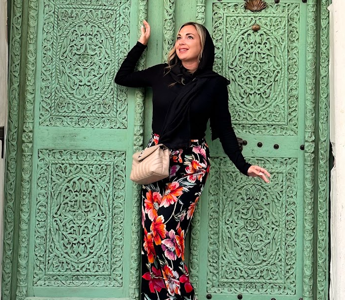 solo female traveler wearing hijab in Al Balad Saudi Arabia
