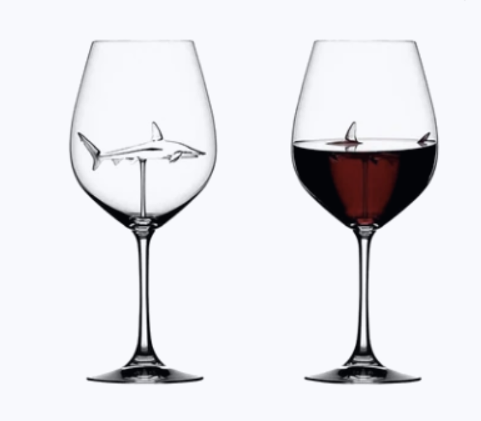 Holiday gifts for travelers shark wine glass