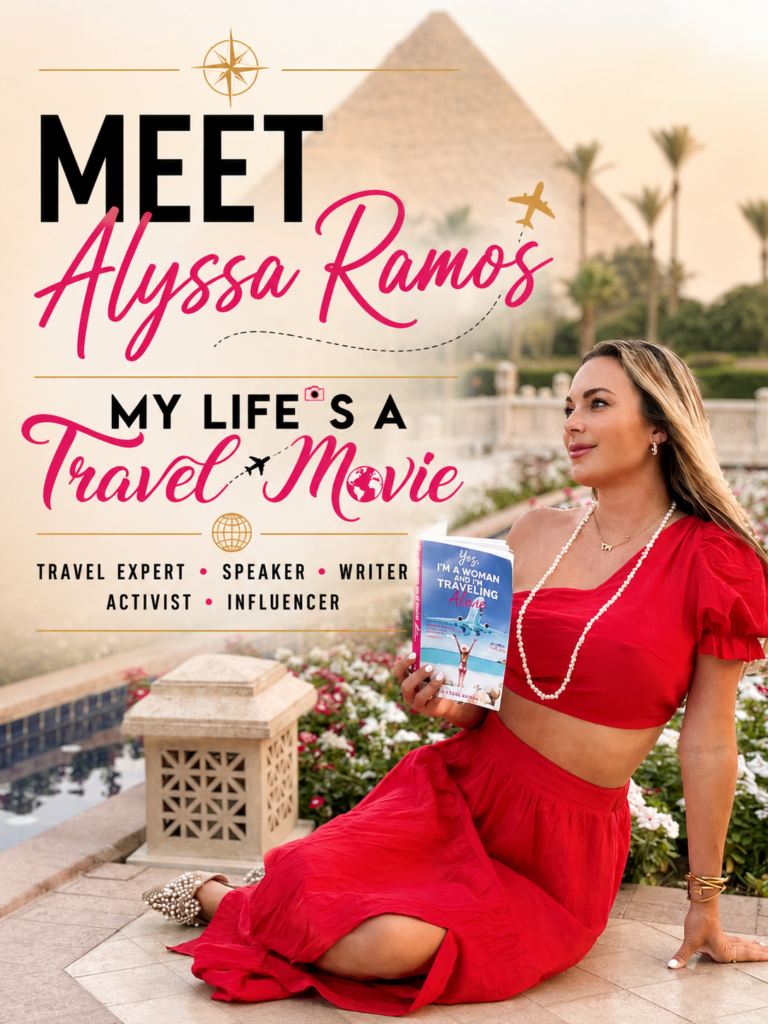 An about page for world renowned travel blogger/influencer Alyssa Ramos of My Life's A Travel Movie