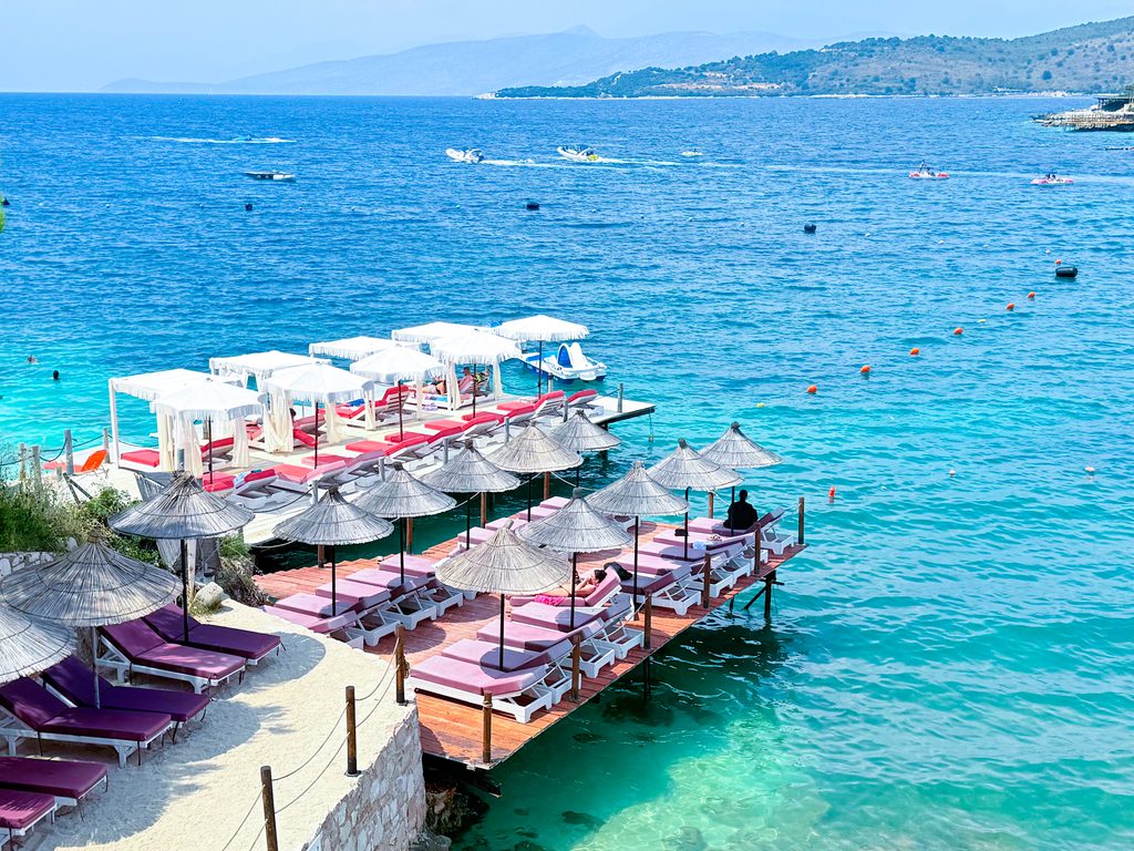 One of the many beach clubs in Ksamil, Albania