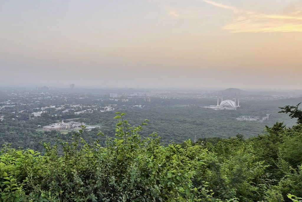 View from Daman-e-Koh viewpoint, a popular place for locals and tourists with amazing views and a lot of monkeys